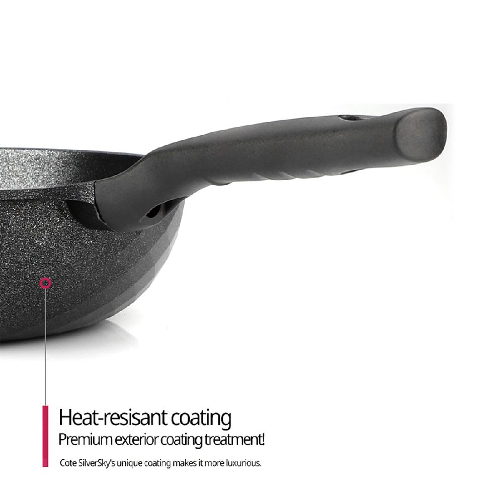 COTE SILVER - Nonstick Coating Flat Bottom Wok Pan, Induction Compatible (12 Inch)